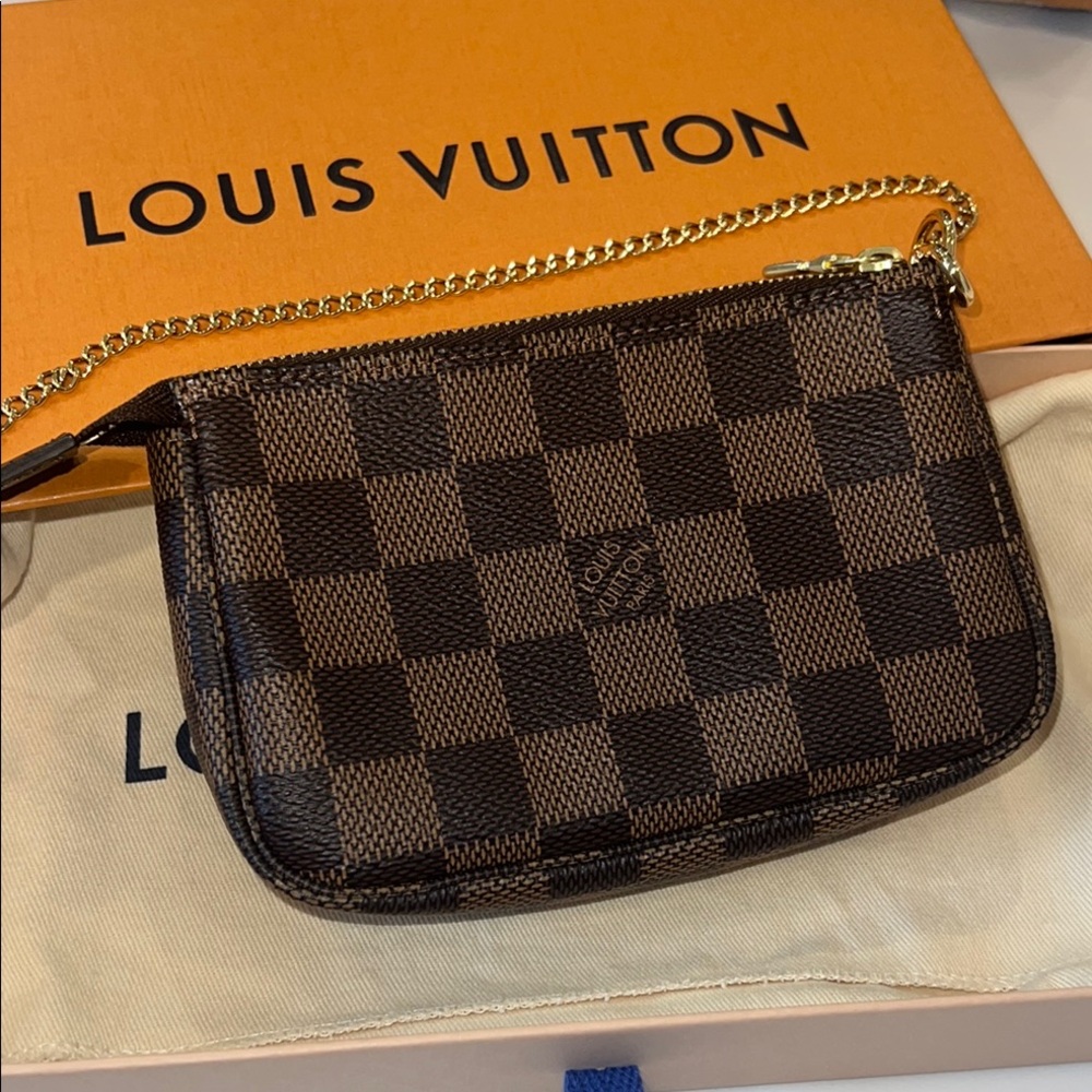 EUC-Louis Vuitton mini pochette accessories-damier ebene